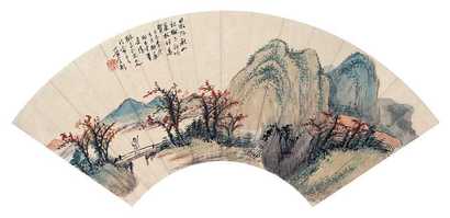 金心兰 秋山红树图 扇片